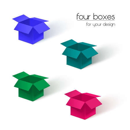 Four open colored boxes on a white background. Vector illustration.のイラスト素材