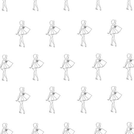 Icons set woman shoppingのイラスト素材