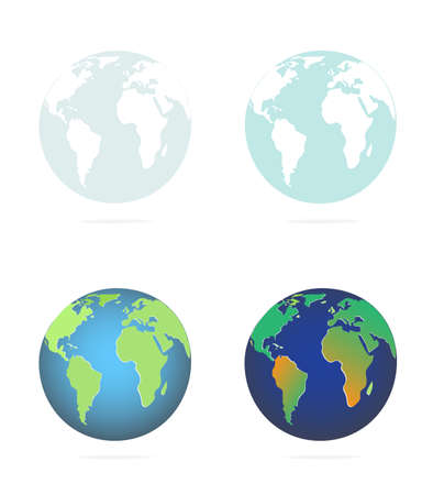 Icon set vector globe showing the continents earthのイラスト素材