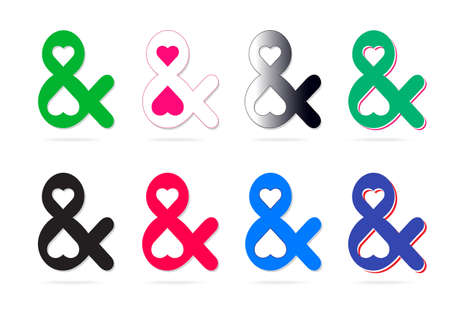 Elegant and stylish custom ampersands your design. Set icons of ampersand. Vector illustrationのイラスト素材