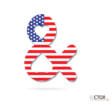 American flag on the ampersand iconのイラスト素材