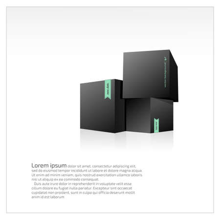 3 decorated black cube standing on each other.のイラスト素材