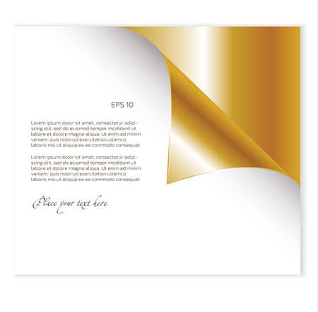 Curled golden page corner.のイラスト素材