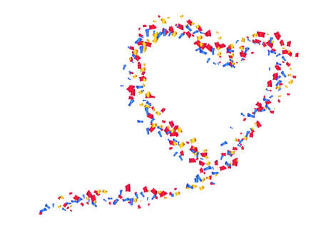 Colorful confetti in the shape of a heart, on a white backgroundのイラスト素材