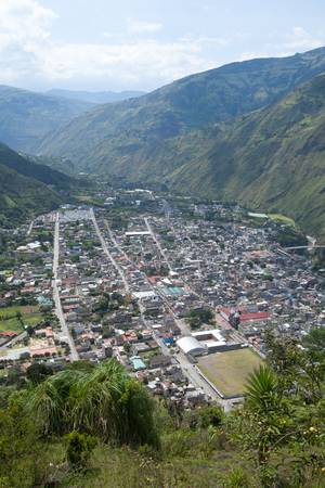 City of Banos, Ecuador. View from the Belavista observation point.の写真素材