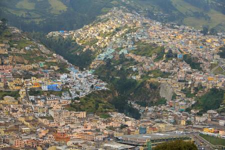 Modest neighbourhood in the east side of Quito, capital of Ecuador.の写真素材
