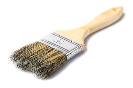 medium size wooden brush isolated on white background, studio shotの写真素材
