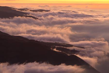 Sunset over the Andean mountains in Ecuador. Cimborazo province, about 5000m of altitude. Place...