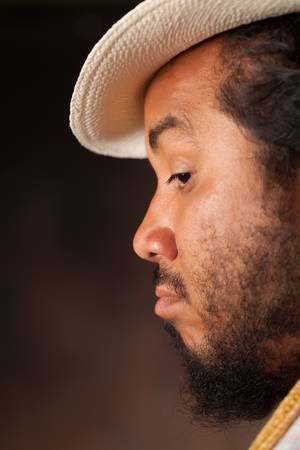 profile closeup of a curious man