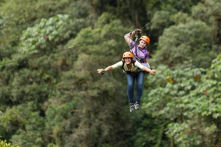 zipline adventure in ecuadorian rainforest, banos de agua santa