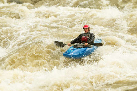 whitewater kayaking, level five difficulty levelの写真素材