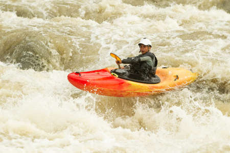 whitewater kayaking, level five difficulty levelの写真素材
