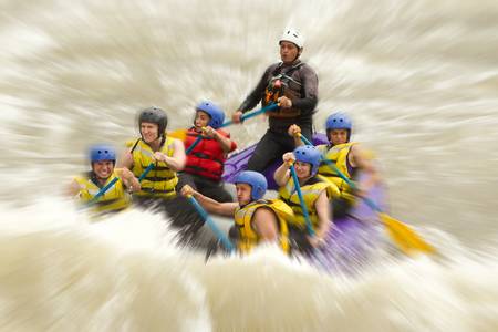 whitewater rafting blured in post productionの写真素材