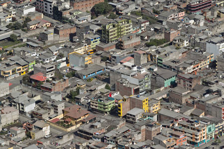 banos de agua santa - popular desitnation in ecuador, south america, the city covered by ash from tungurahua volcano explosion.の写真素材