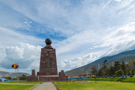 mitad del mundo (middle of the world) monument near quito, ecuadorの写真素材