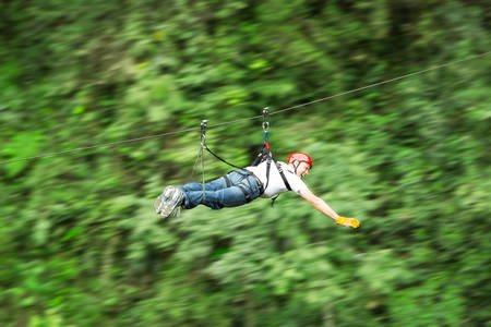 zip line , motion blured image, ecuadorian andes