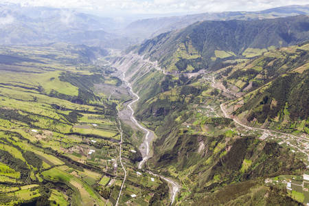 chambo valley aerial shot, tungurahua province, ecuadorの写真素材