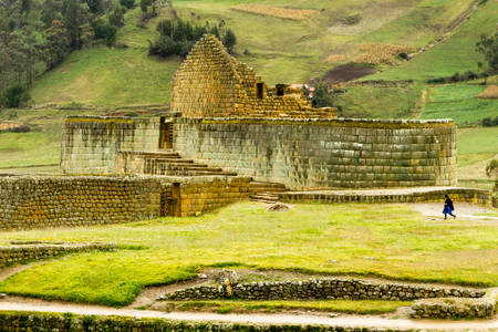 Ingapirca ruins, the most important inca civilization constructions in modern Ecuadorの写真素材