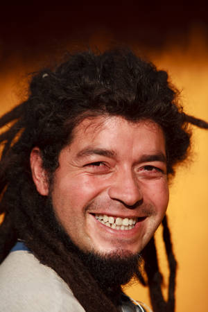 Rasta Man Smiling Natural Light Portraitの写真素材