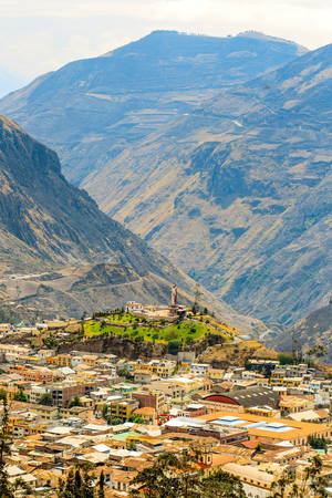 Small Town In Chimborazo Province Ecuador Notice Altitude Difference In The Areaの写真素材
