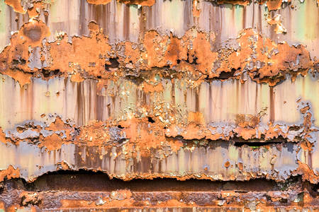 Detail From A Wall Of A Wagon Train Covered With Rust Daylight Close Up The Damage Produced By Rust...
