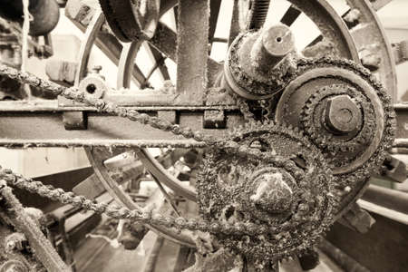 Vintage Mechanical Equipment With Cogwheel And Chain