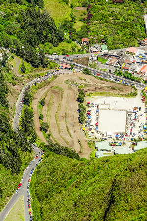 High Altitude Photo Of A Public Event In Banos De Agua Santa Tungurahua Province Ecuadorの写真素材
