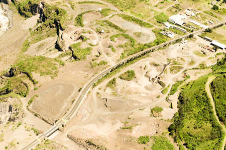 Volcanic Eruption Marks Where Tungurahua Volcanic Lava Reached The Pan American Road In Banos De...