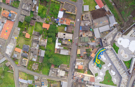 Aerial view of the Banos de Agua Santaの写真素材