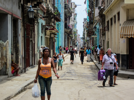 HAVANA, CUBA - MAY 20, 2012: Unidentified people on the street of Havana, Cuba. Havana is the capital city, province, major port, and leading commercial centre of Cuba.のeditorial素材