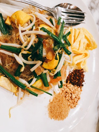 Pad thai food background.の写真素材