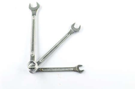 three wrench isolated on white backgroundの写真素材
