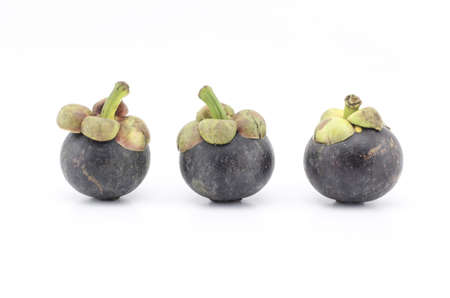mangosteen isolated on white backgroundの写真素材
