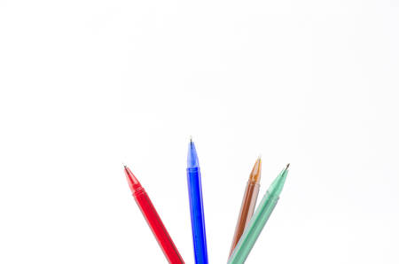 colorful pens isolated on white backgroundの写真素材