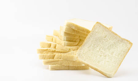 sliced bread isolated on white backgroundの写真素材