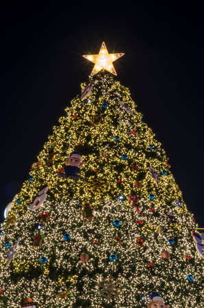 christmas festival with decorate Christmas tree lightingの写真素材