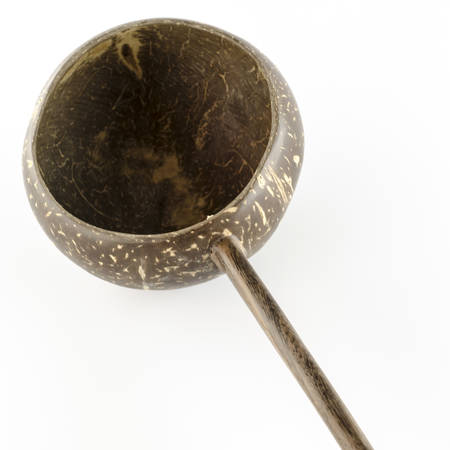 thai wood bowl container for drinking water on a white の写真素材