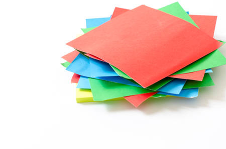 group of colorful paper note on a white background