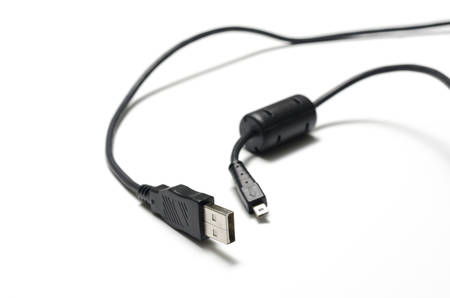 usb cable on a white backgroundの写真素材