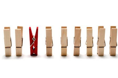 wood cloth pin on a white の写真素材