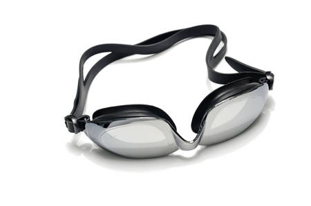 swimming goggles on white backgroundの写真素材