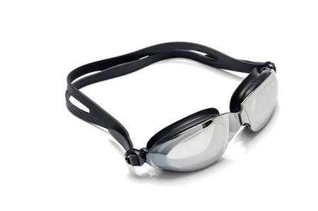 swimming goggles on white backgroundの写真素材
