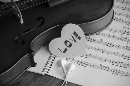 classic black and white violinの写真素材