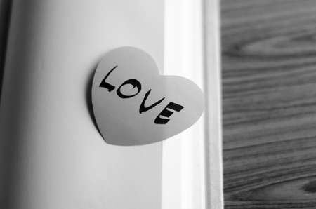 black and white paper heart write love word wordの写真素材