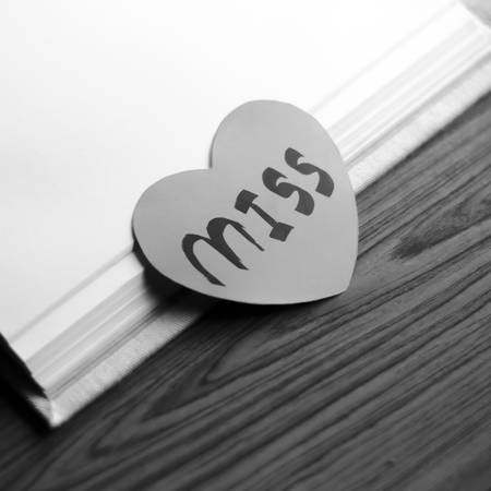 black and white paper heart write miss word word wordの写真素材