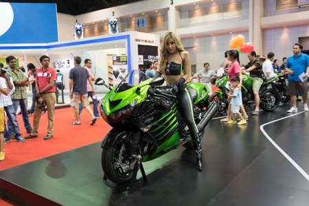 BANGKOK,THAILAND - APRIL 4 : kawasaki motorcycle show on April 4,2015 at the 36th Bangkok international motor show in Thailand.のeditorial素材