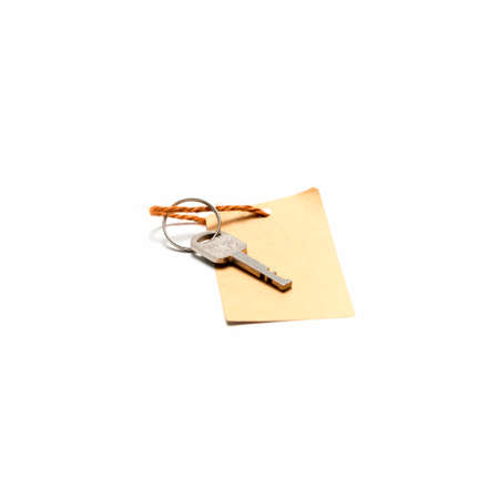 key with tag isolated on white backgroundの写真素材