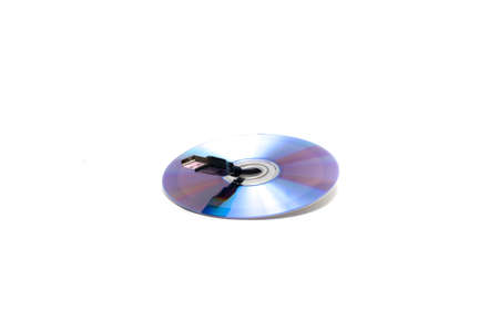 dvd dish and usb cable isolated on white background