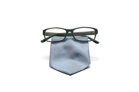 tie and eyeglasses isolated on white backgroundの写真素材