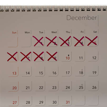 mark x on calendar isolated on white background